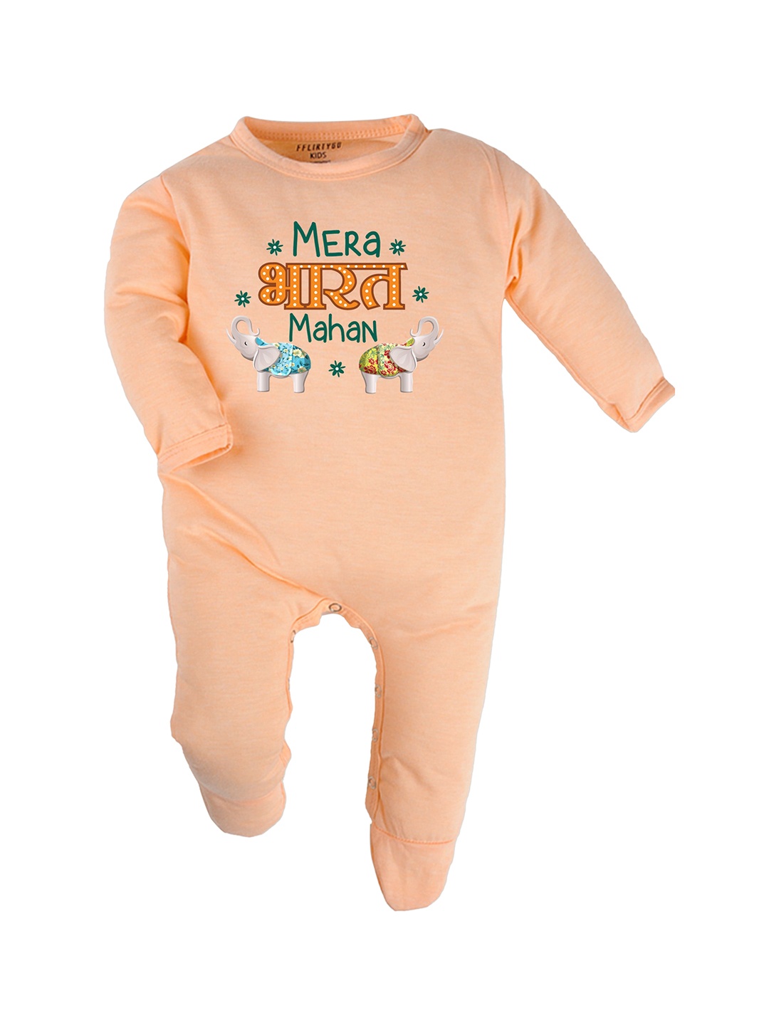 

FFLIRTYGO Infants Printed Cotton Rompers, Peach