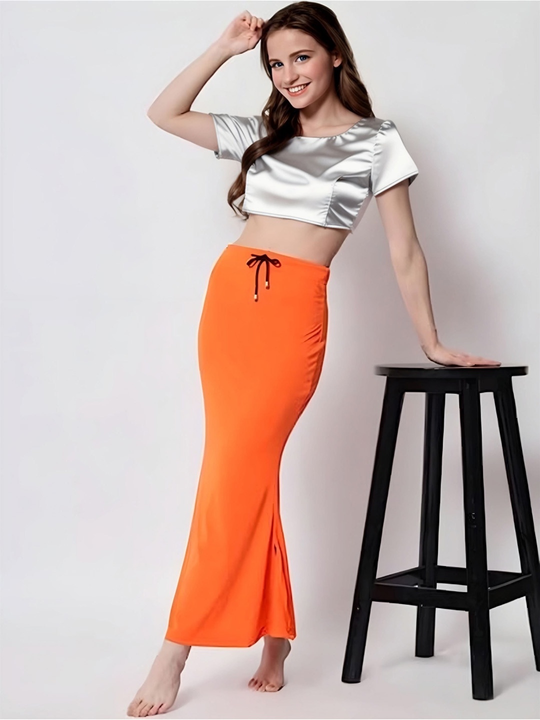 

DUNBERRY LONDON Mermaid Fit Seamless Skin Friendly Super Stretchable Saree Shapewear, Orange