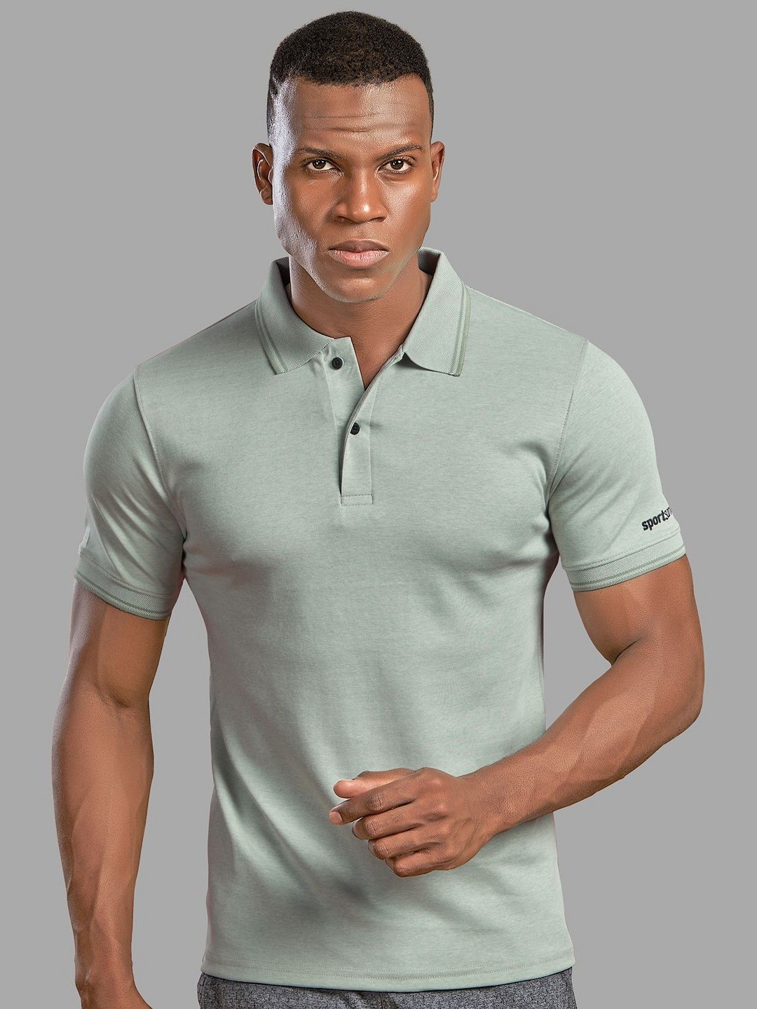 

SPORT SUN Men Dri-FIT Solid Polo Collar Cotton Tshirt, Green