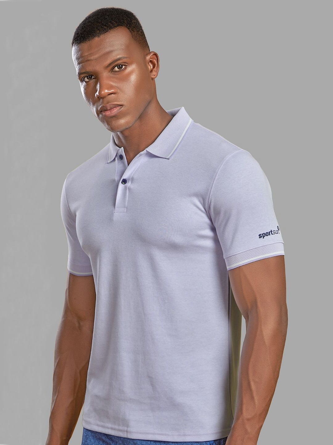 

SPORT SUN Men Dri-FIT Solid Polo Collar Cotton Tshirt, Lavender