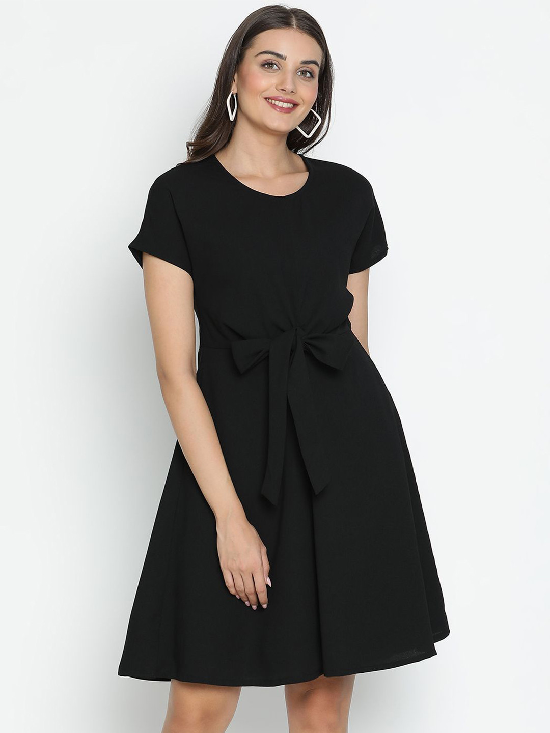 

DRAAX Fashions Bow Detailed Fit & Flare Dress, Black