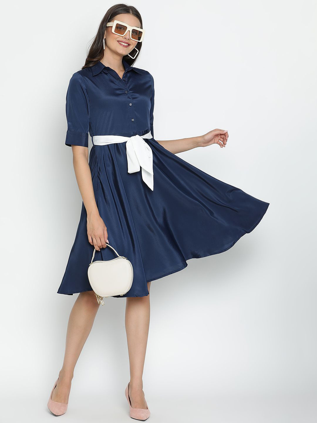 

DRAAX Fashions Fit and FlareDress, Blue