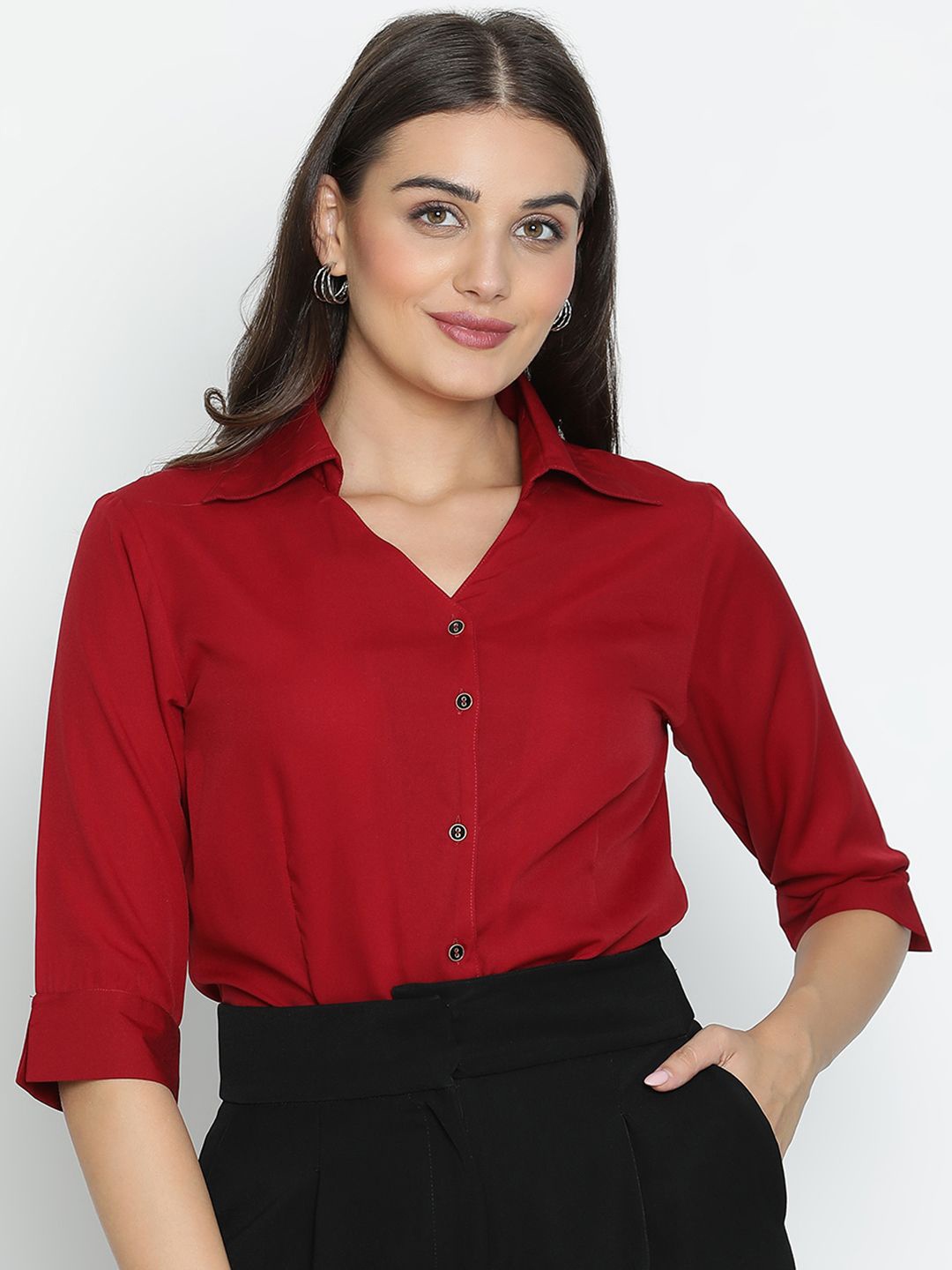 

DRAAX Fashions Shirt Style Top, Maroon