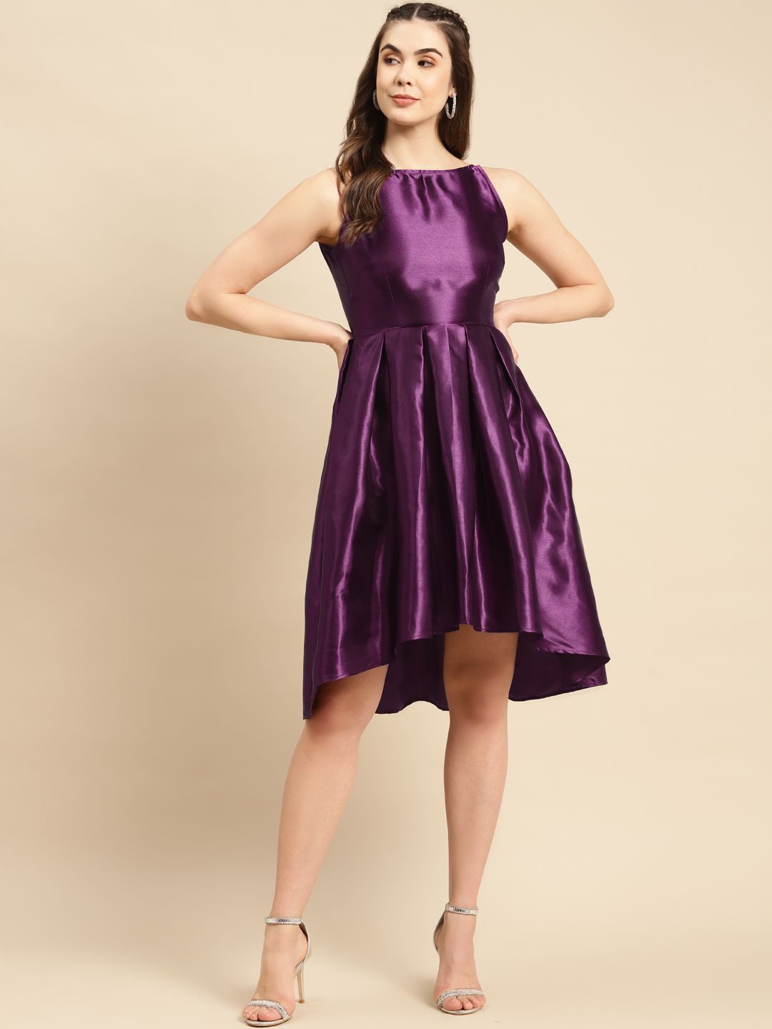 

MABISH by Sonal Jain Boat Neck Fit & Flare Dress, Purple
