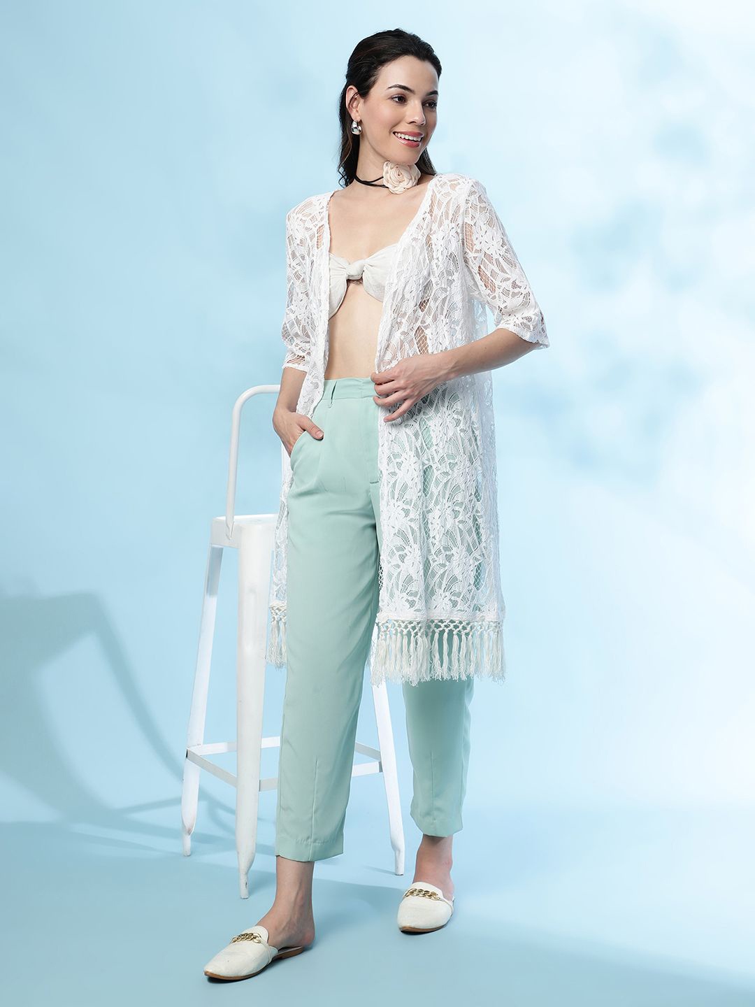 

UnaOne Women Embroidered Shrug, Off white