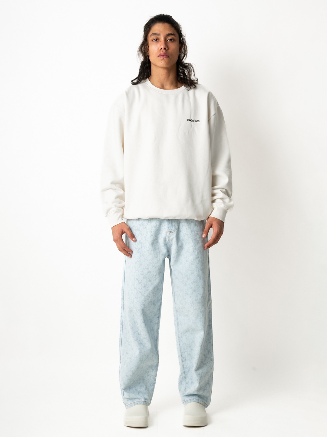 

BAWSE. Unisex Solid Sweatshirt, Off white