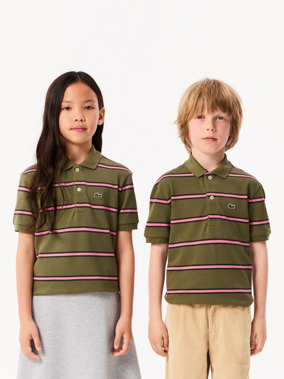 

Lacoste Boys Striped Polo Collar Pockets T-shirt, Brown