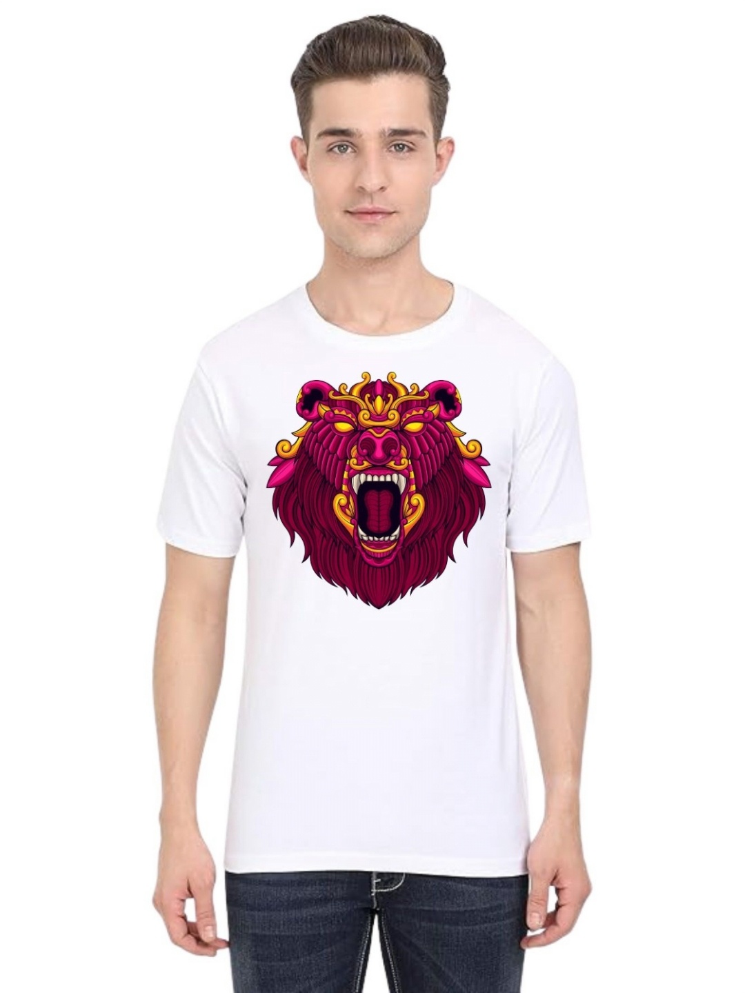 

BAESD Men Printed Applique T-shirt, White