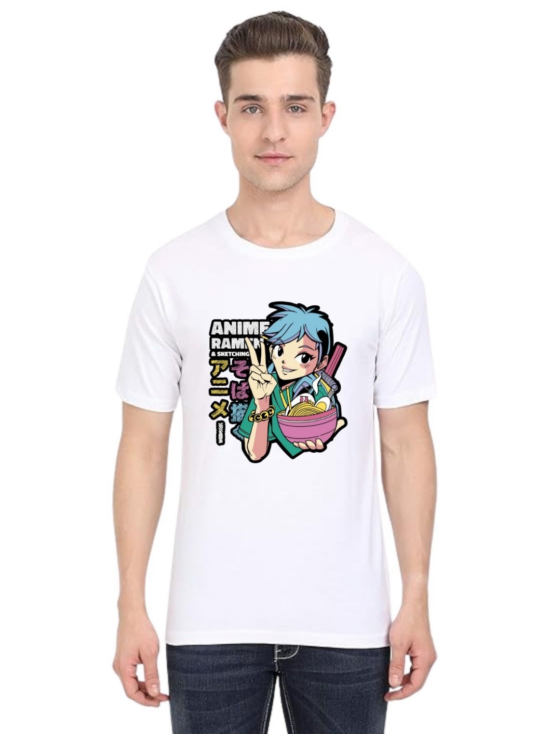 

BAESD Men Printed Applique T-shirt, White