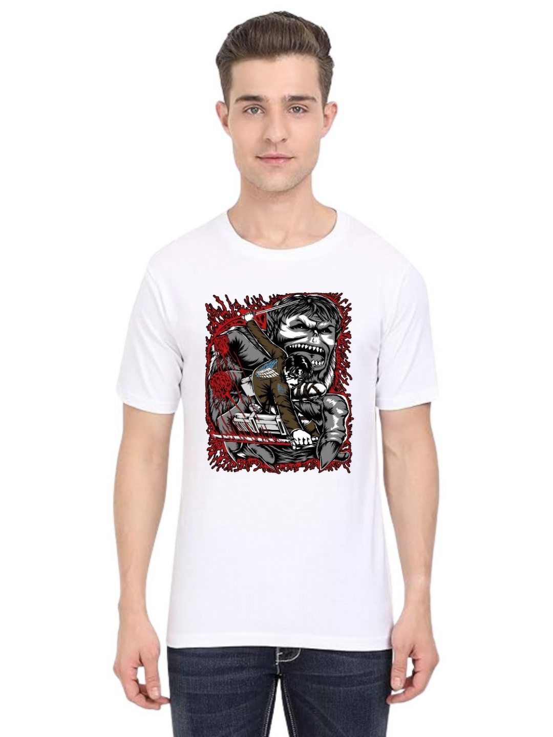 

BAESD Men Printed Applique T-shirt, White