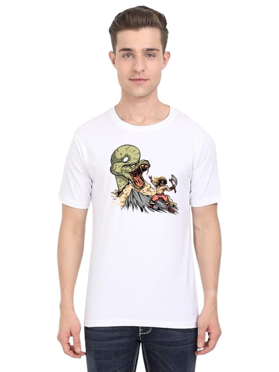 

BAESD Men Printed Applique T-shirt, White