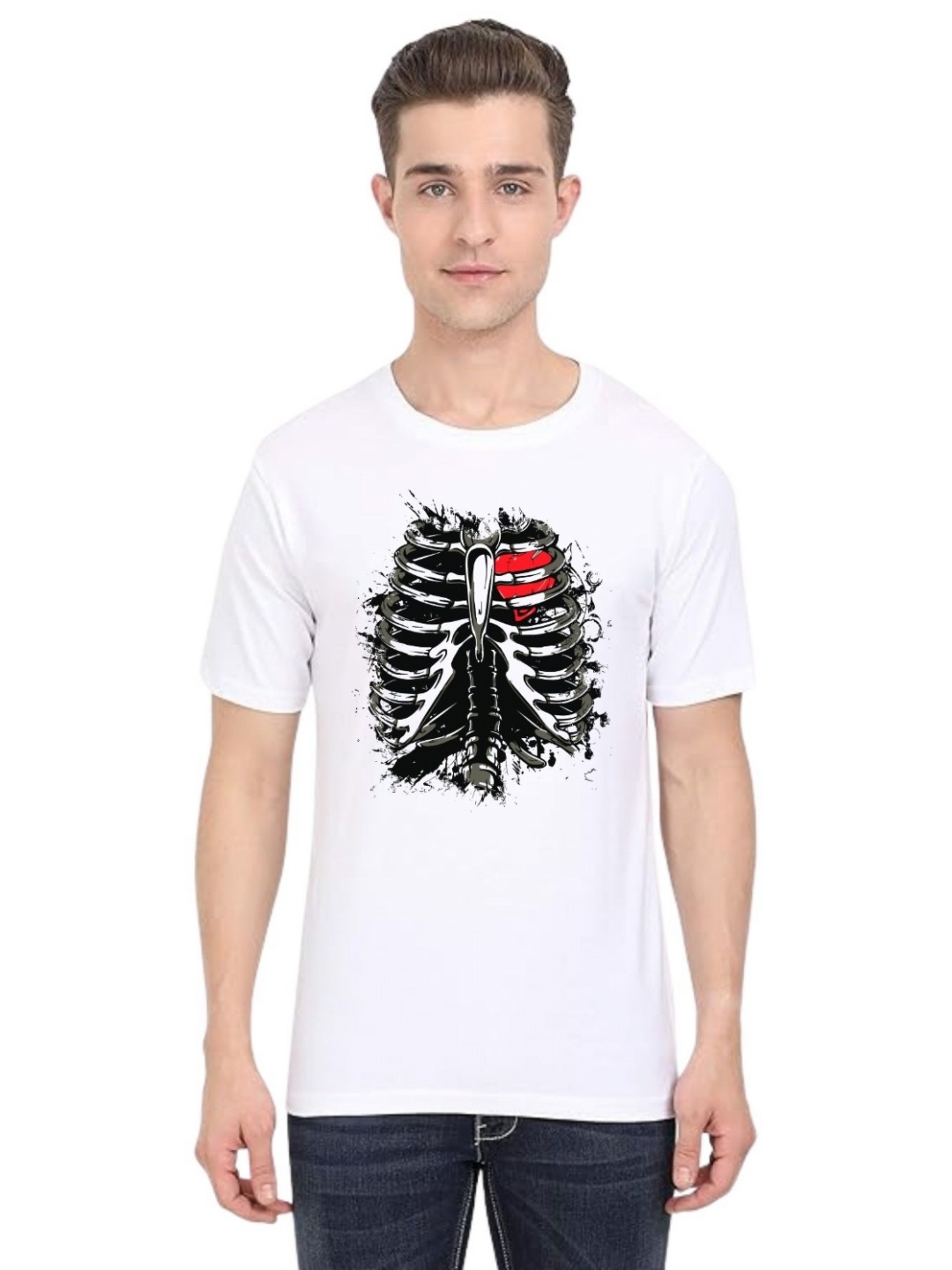 

BAESD Men Printed Applique T-shirt, White
