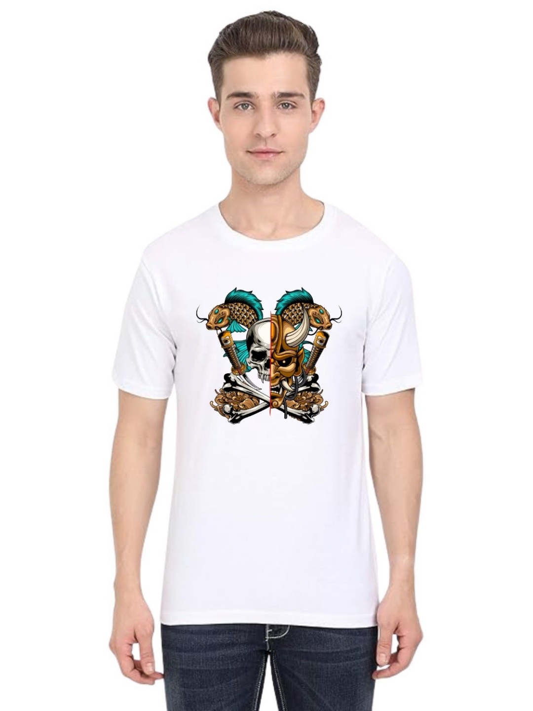 

BAESD Men Printed Applique T-shirt, White