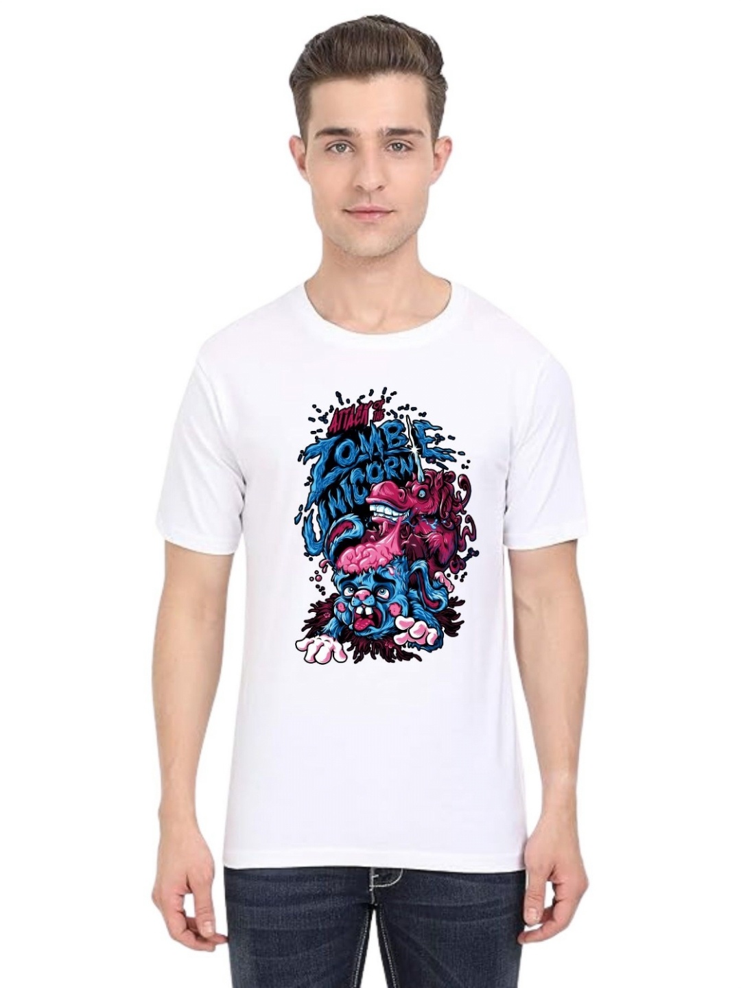 

BAESD Men Printed Applique T-shirt, White