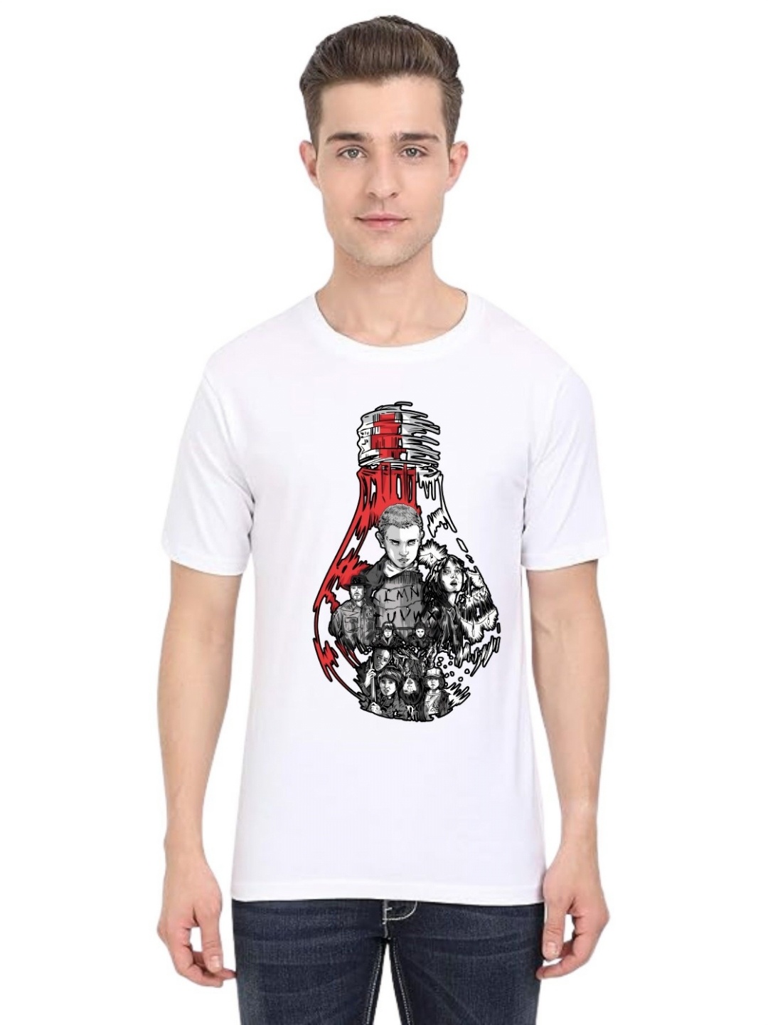 

BAESD Men Printed Applique T-shirt, White