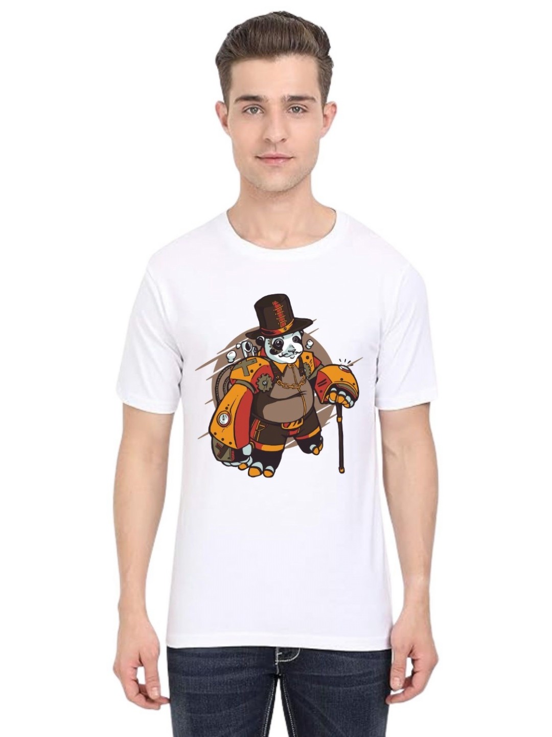 

BAESD Men Printed Extended Sleeves Applique T-shirt, White