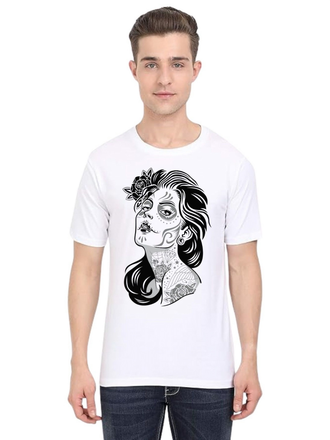 

BAESD Men Printed Applique T-shirt, White