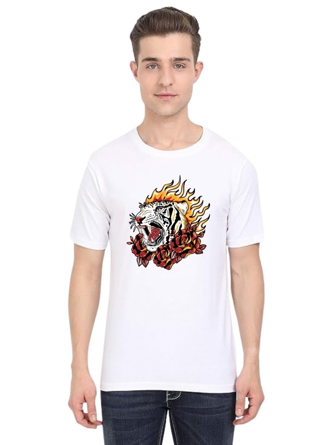 

BAESD Men Printed Applique T-shirt, White