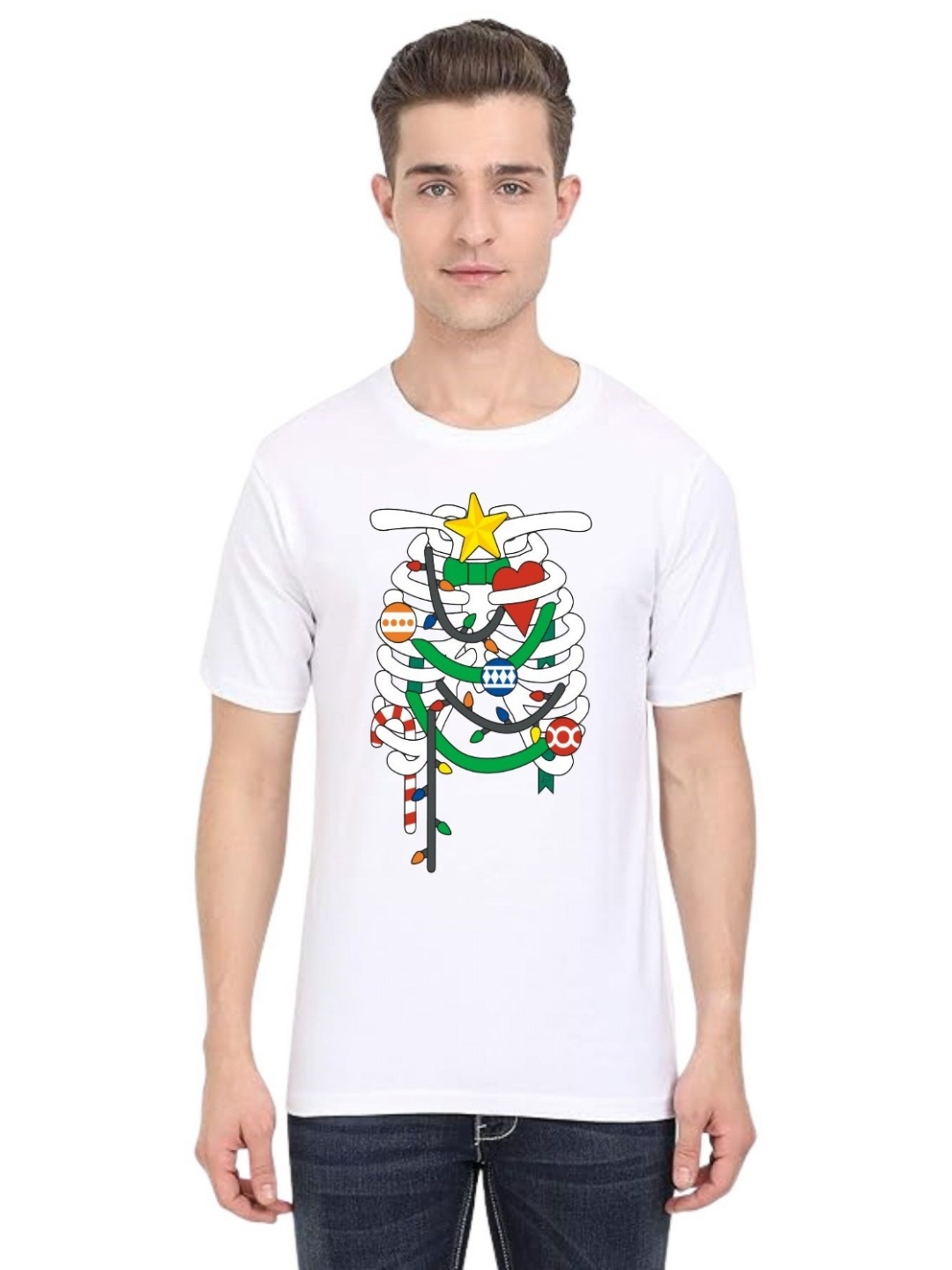 

BAESD Men Printed Applique T-shirt, White