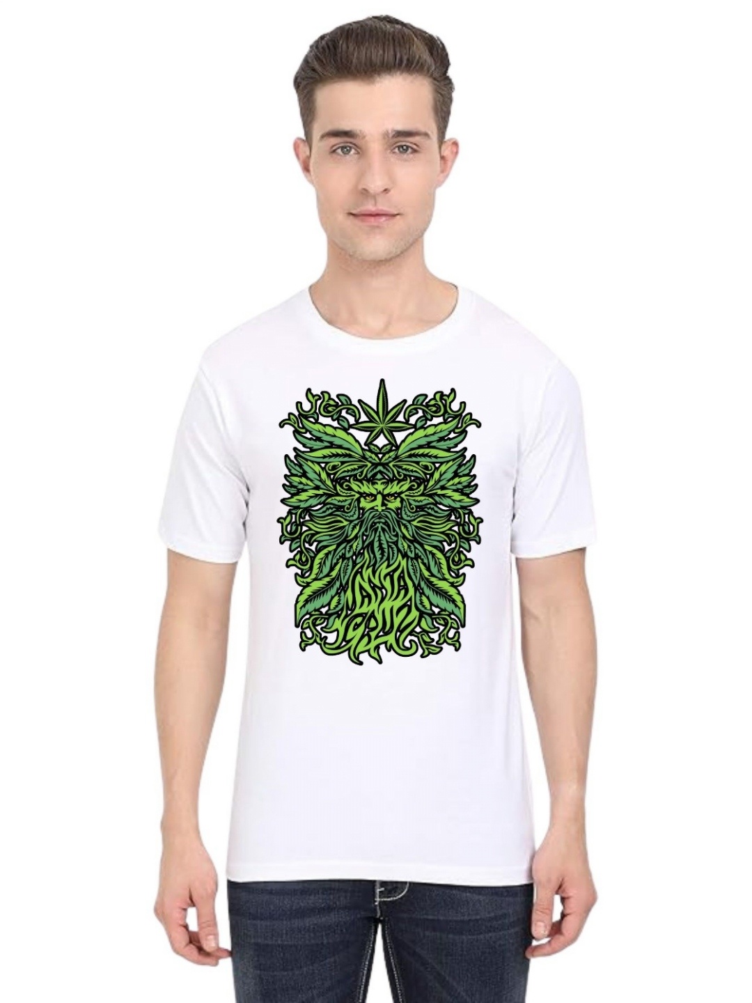 

BAESD Men Floral Printed Applique T-shirt, White