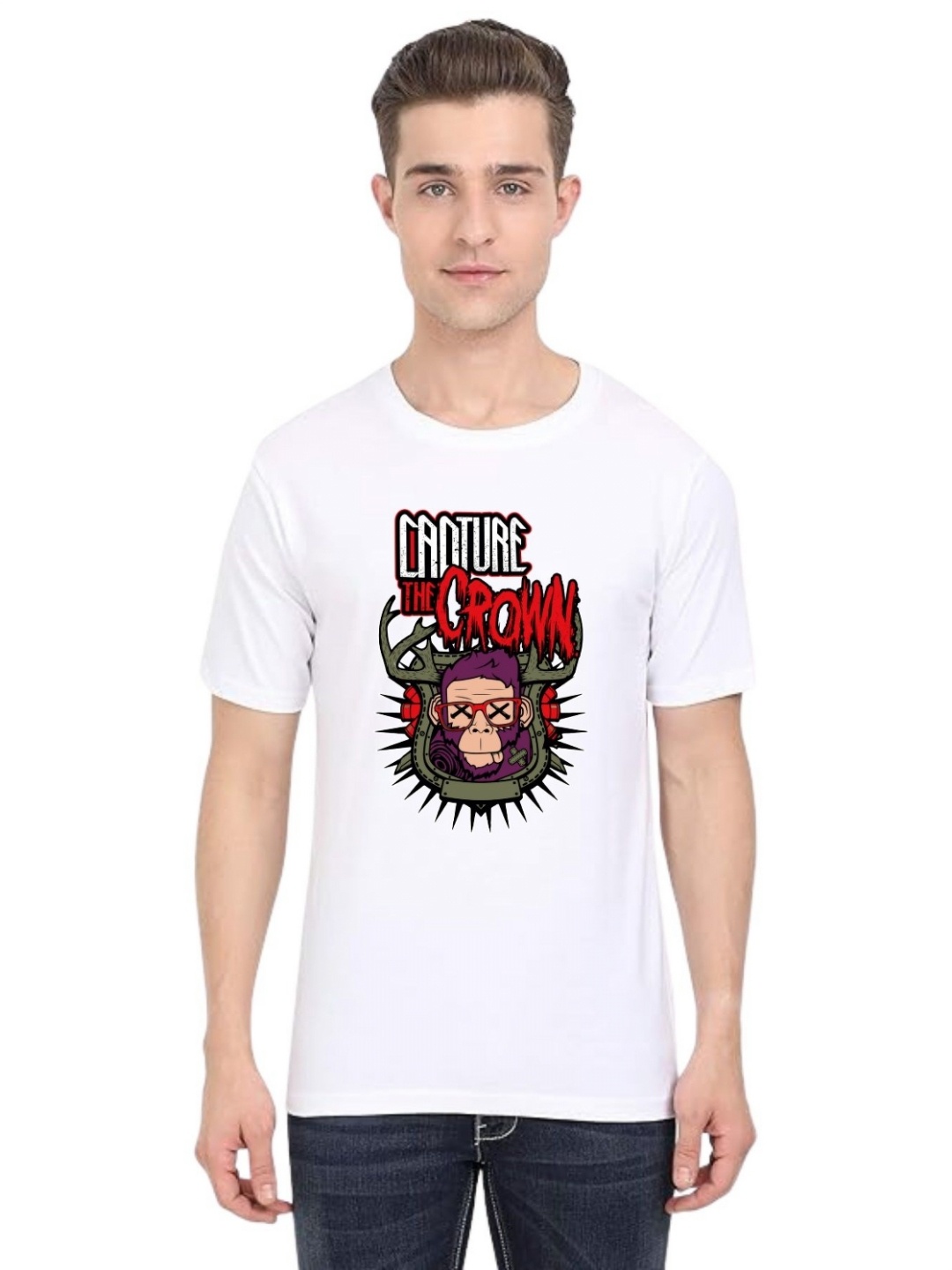 

BAESD Men Printed Applique T-shirt, White