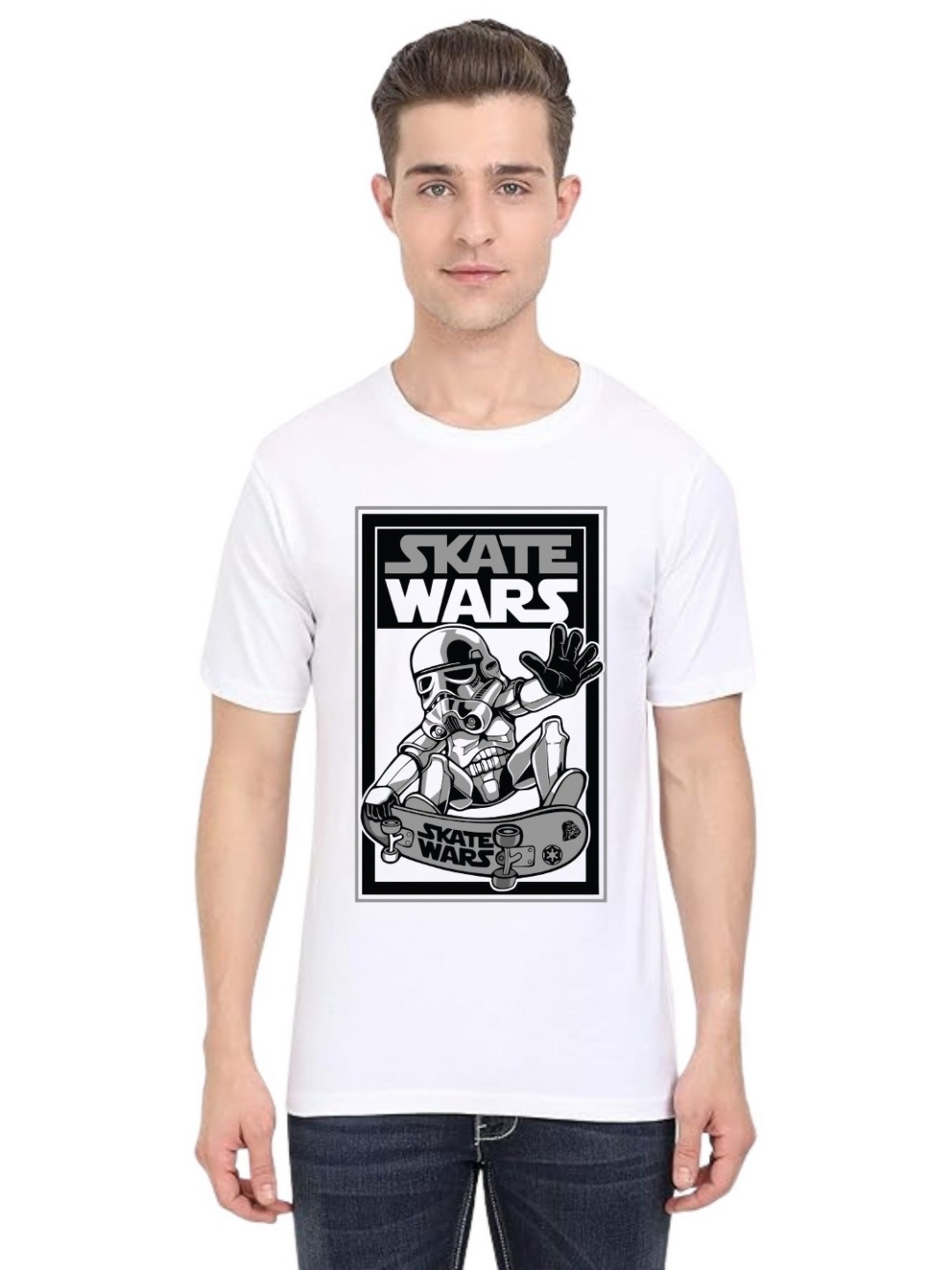 

BAESD Men Printed Applique T-shirt, White