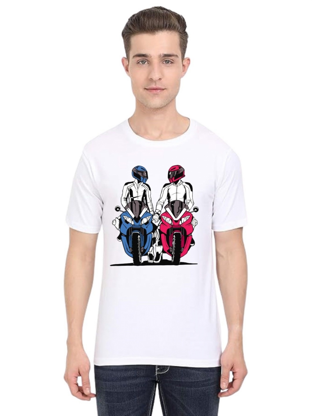 

BAESD Men Printed Applique T-shirt, White