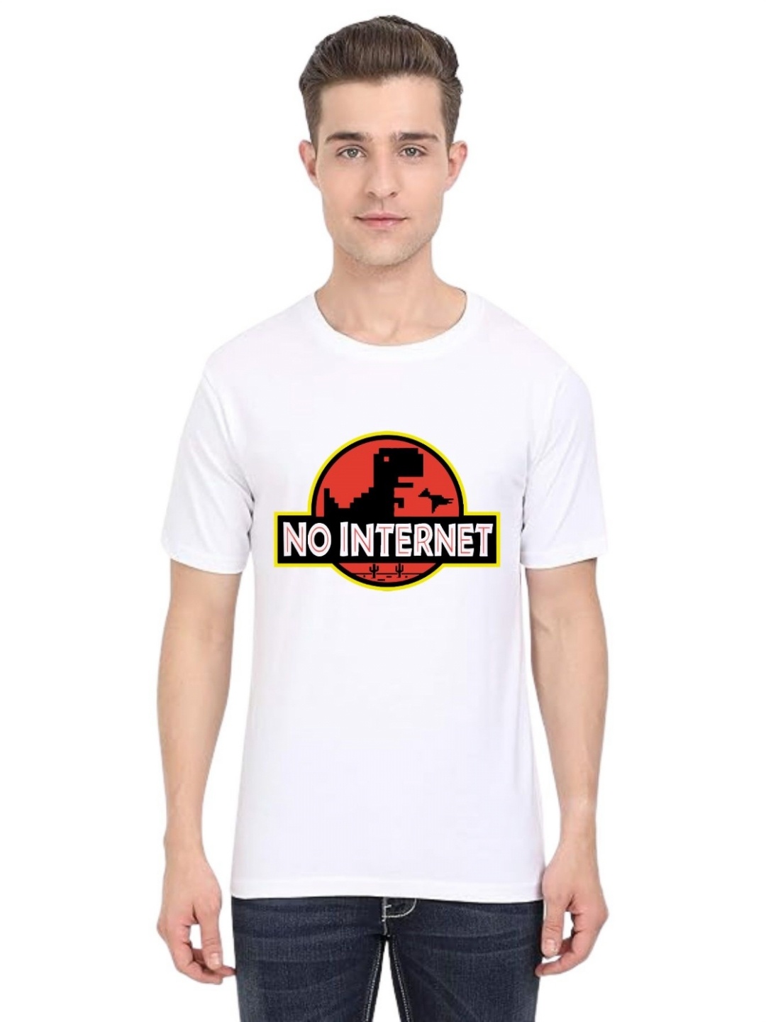 

BAESD Men Printed Applique T-shirt, White