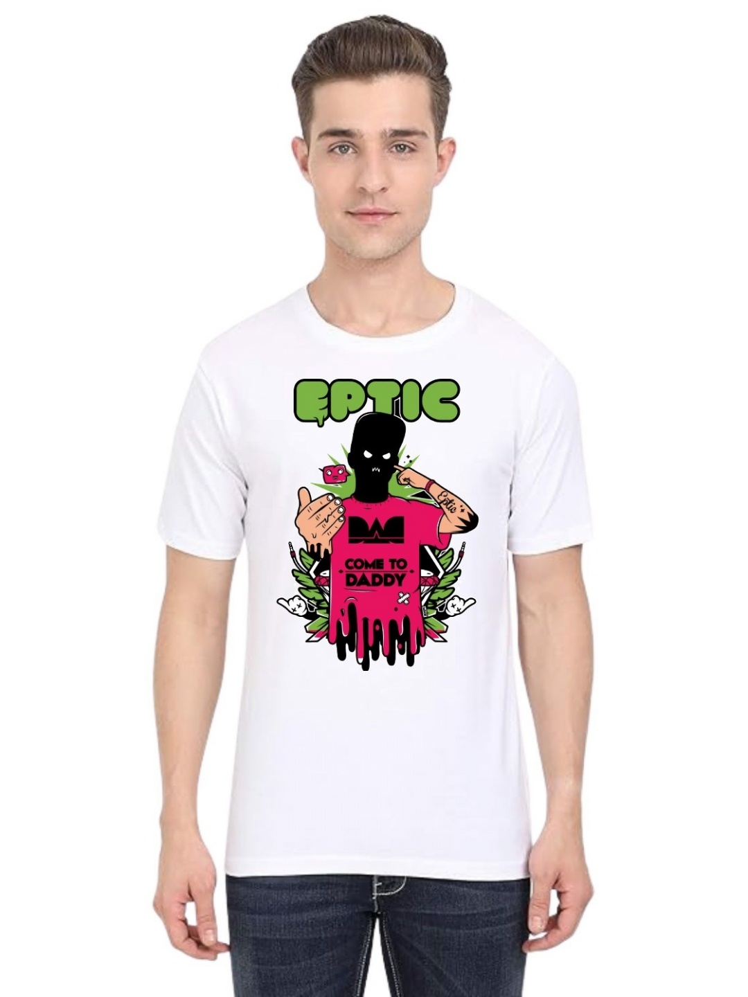 

BAESD Men Printed Applique T-shirt, White