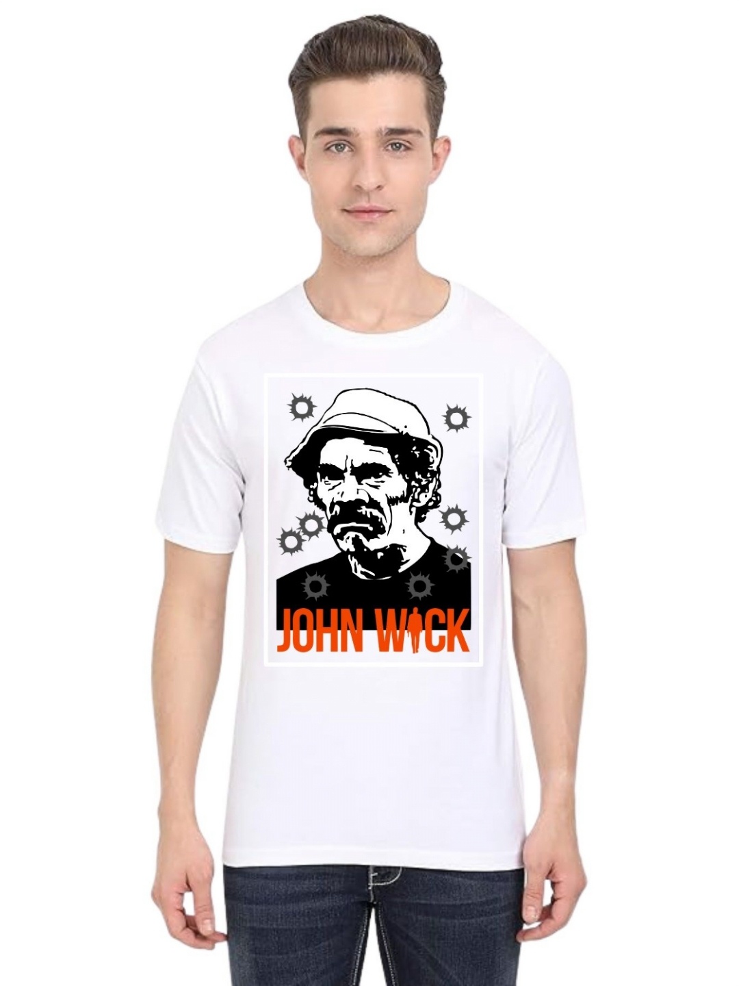 

BAESD Men Printed Raw Edge T-shirt, White