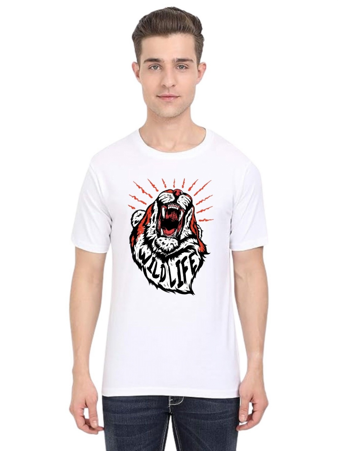 

BAESD Men Typography Printed Applique T-shirt, White