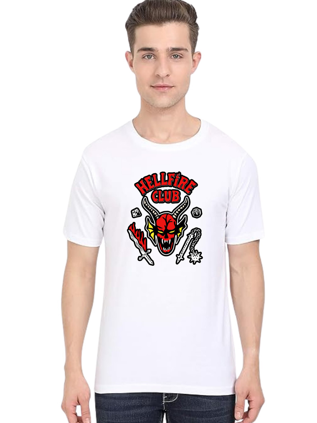 

BAESD Men Printed Applique T-shirt, White