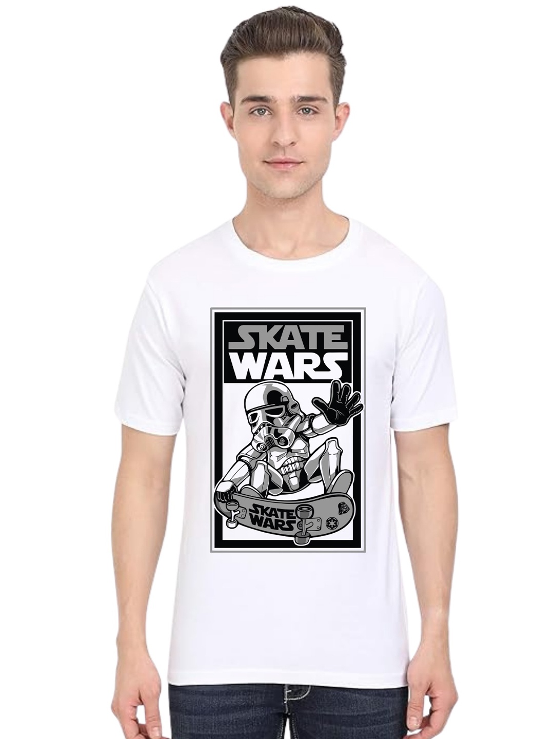 

BAESD Men Printed Applique T-shirt, White