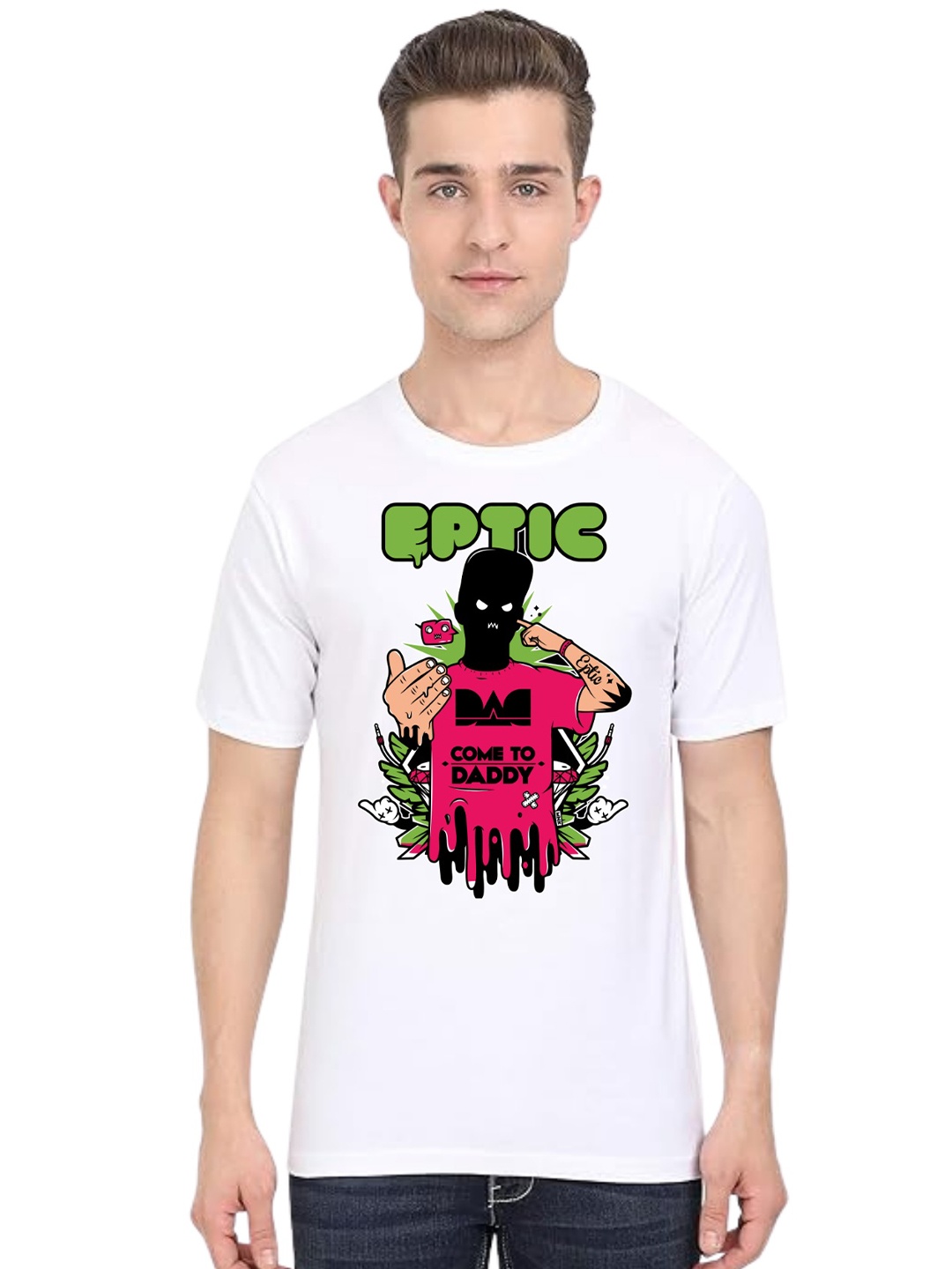 

BAESD Men Printed Applique T-shirt, White