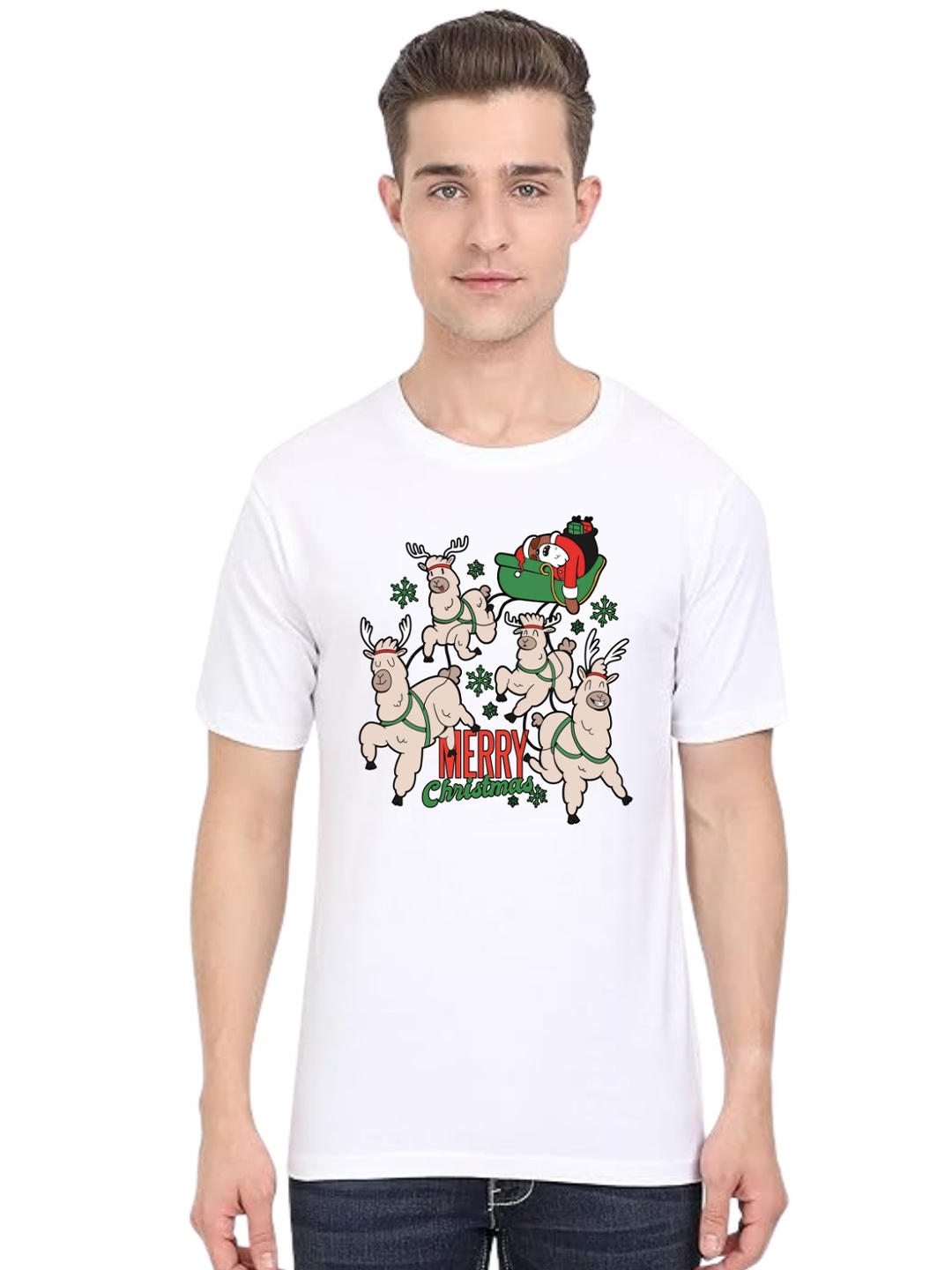 

BAESD Men Floral Printed Applique T-shirt, White