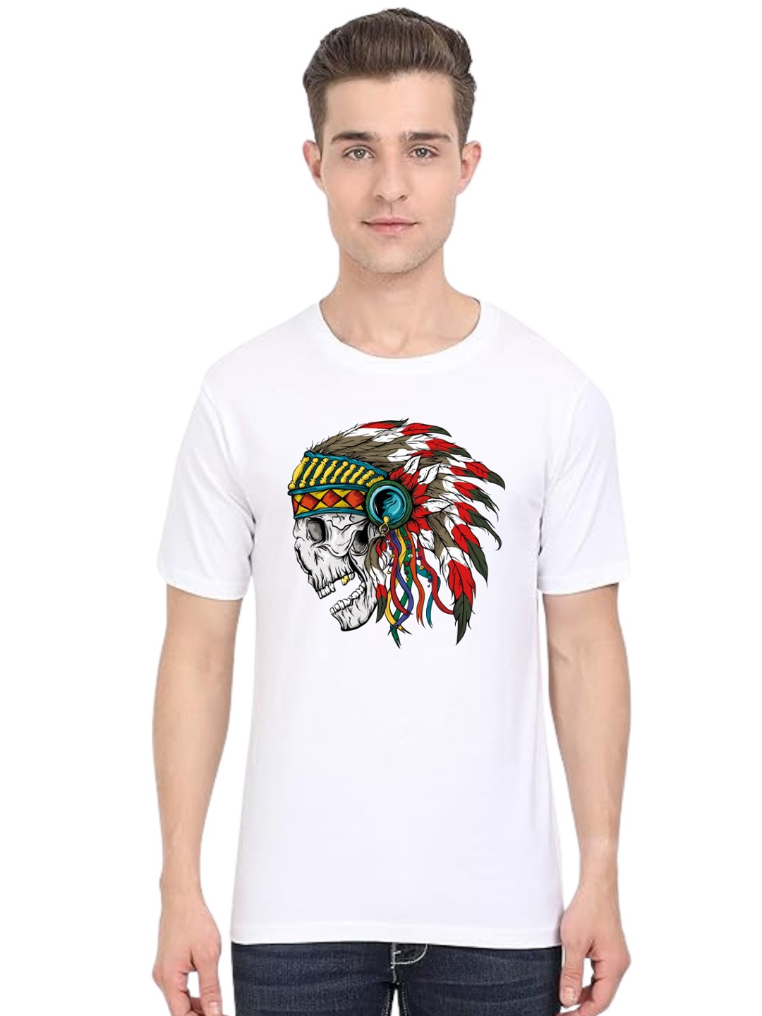 

BAESD Men Printed Applique T-shirt, White