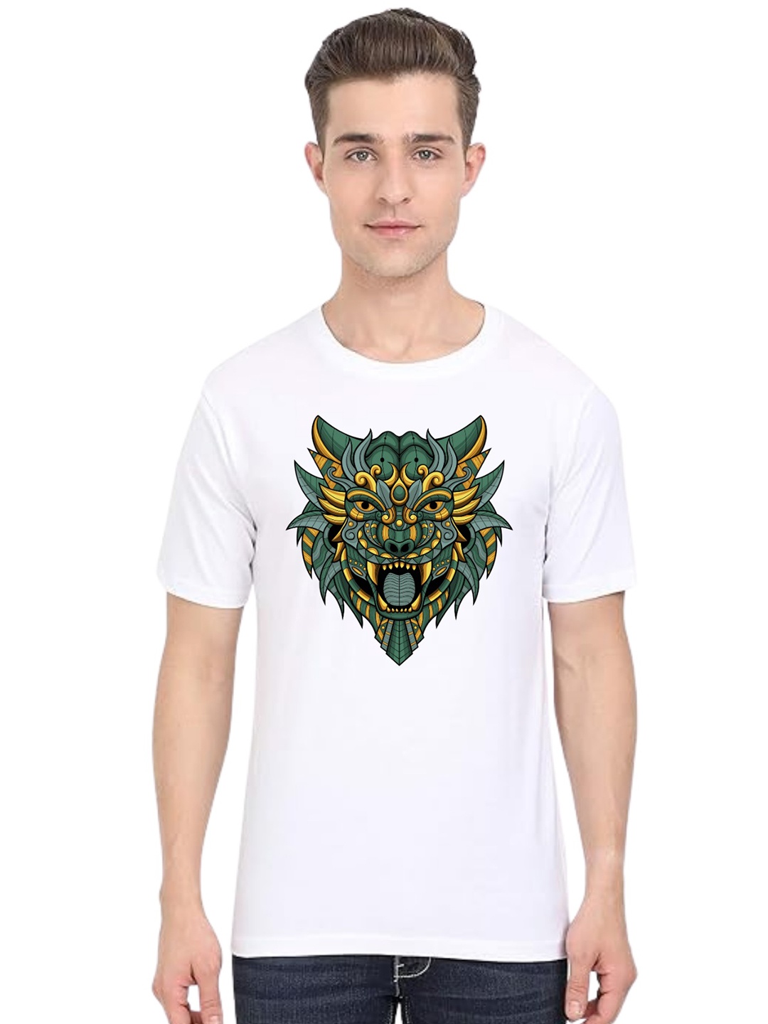 

BAESD Men Printed Applique T-shirt, White