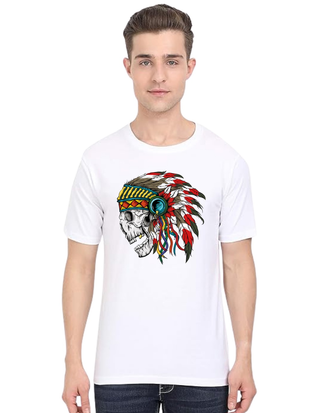 

BAESD Men Printed Applique T-shirt, White
