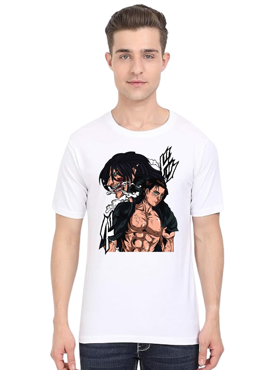 

BAESD Men Printed Applique T-shirt, White