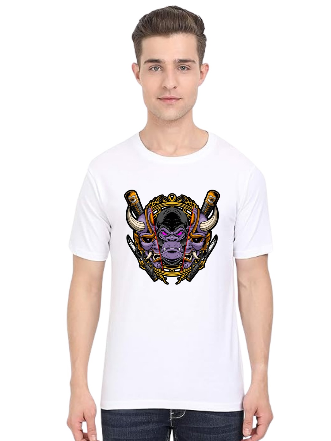 

BAESD Men Printed Applique T-shirt, White