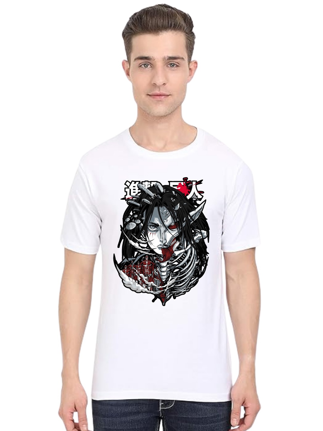 

BAESD Men Printed Applique T-shirt, White