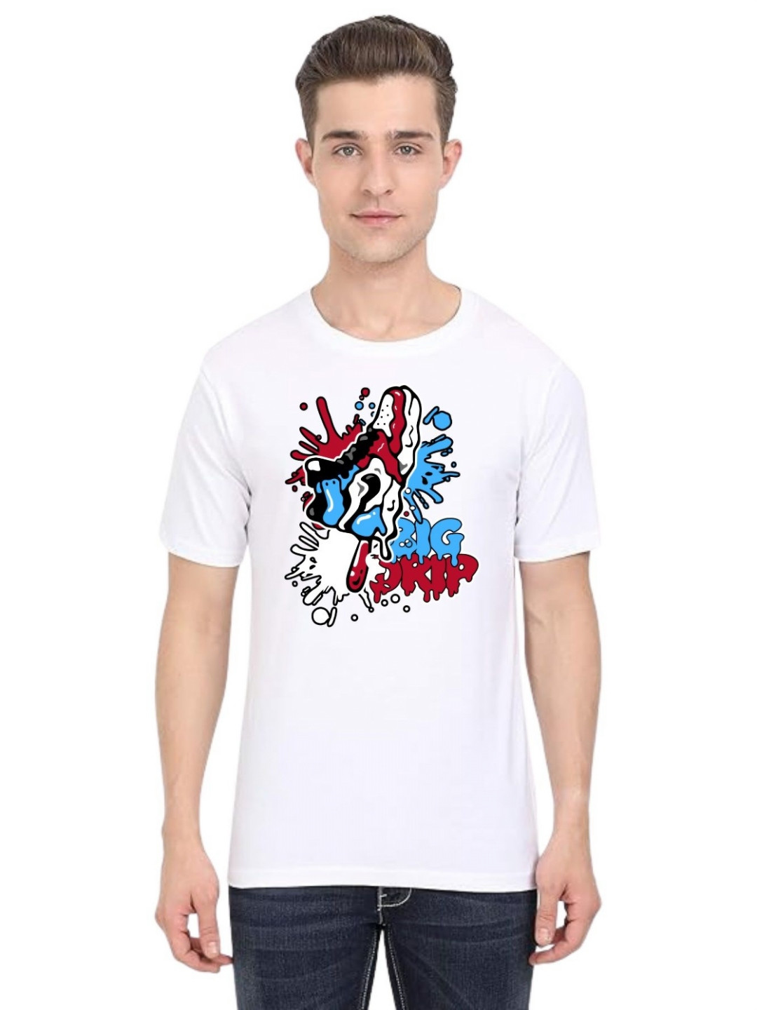 

BAESD Men Printed Applique T-shirt, White