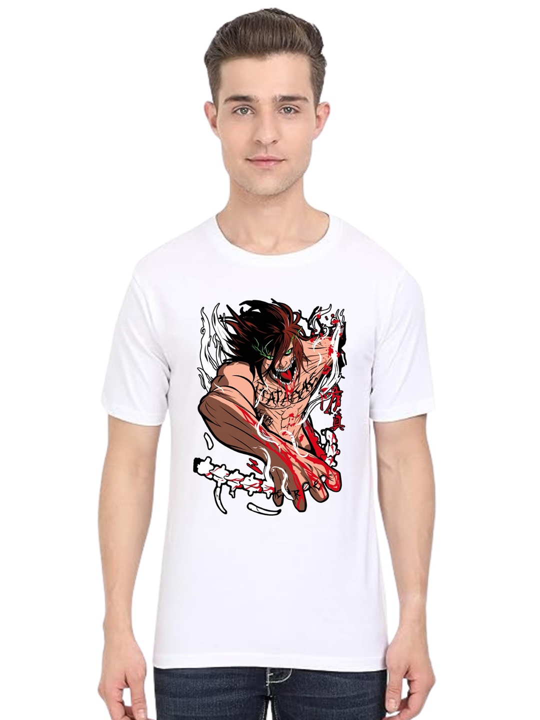 

BAESD Men Printed Applique T-shirt, White