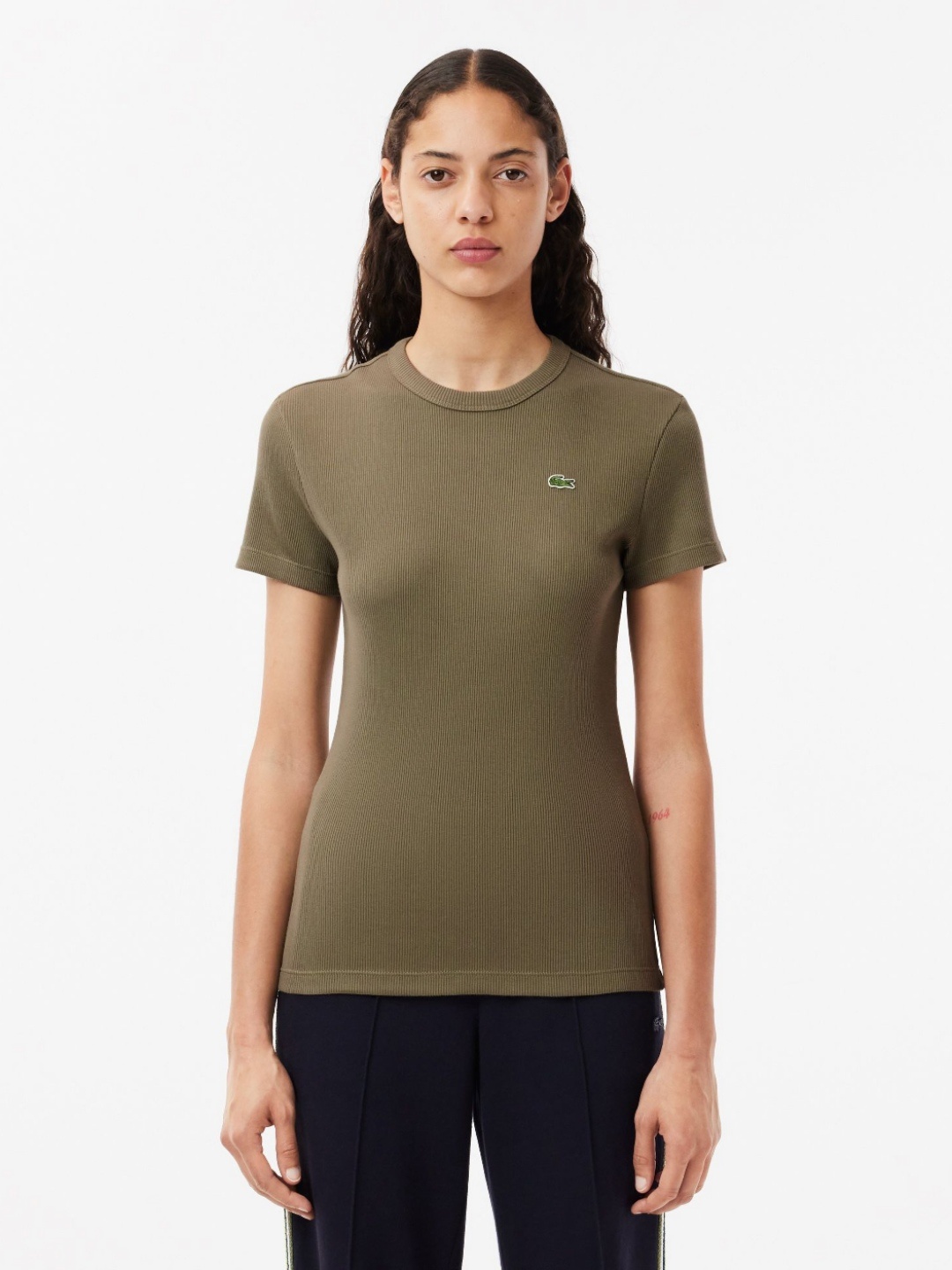 

Lacoste Women Applique Slim Fit T-shirt, Brown