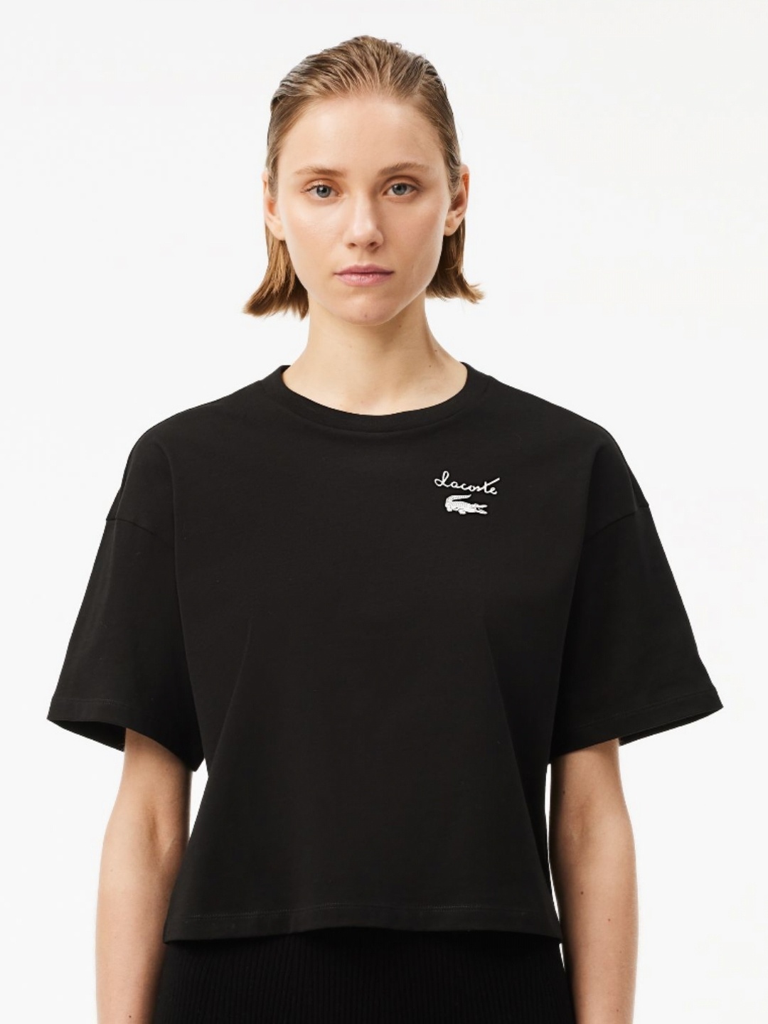 

Lacoste Women Applique T-shirt, Black