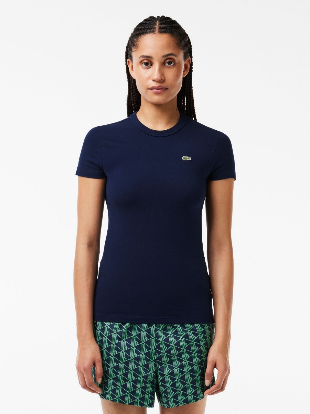 

Lacoste Women Applique Slim Fit T-shirt, Navy blue