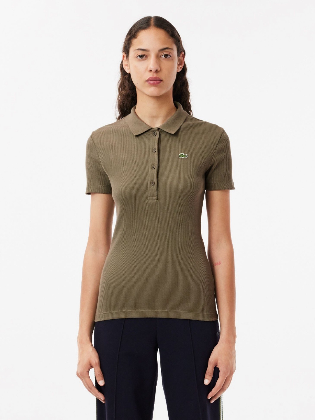 

Lacoste Women Polo Collar Pockets Slim Fit T-shirt, Brown