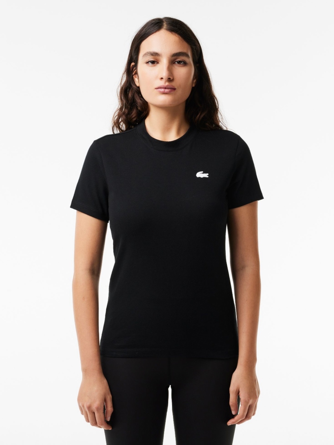 

Lacoste Women Hooded Applique Slim Fit T-shirt, Black