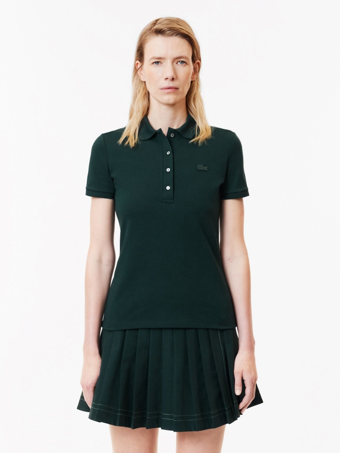 

Lacoste Women Polo Collar Applique Slim Fit T-shirt, Green