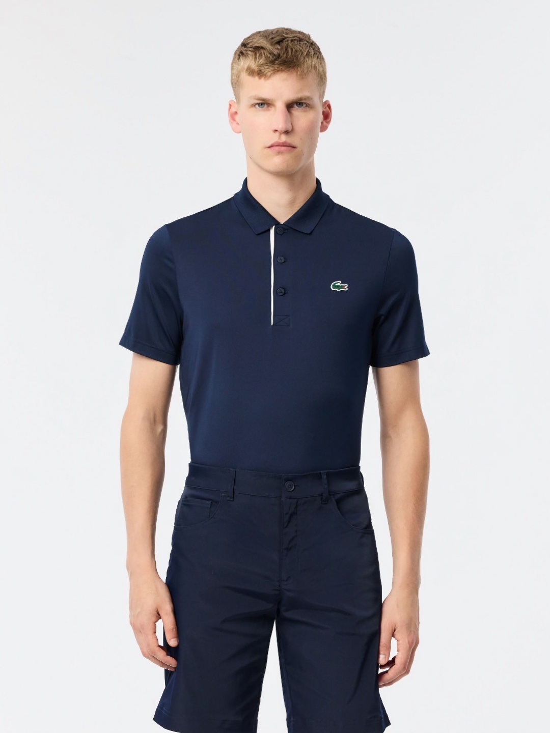 

Lacoste Men High Neck Applique T-shirt, Navy blue